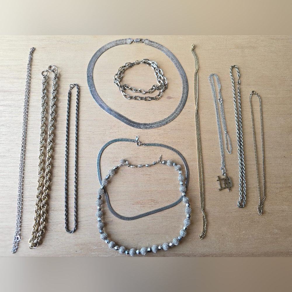 Estate LOT Silver Necklace Set